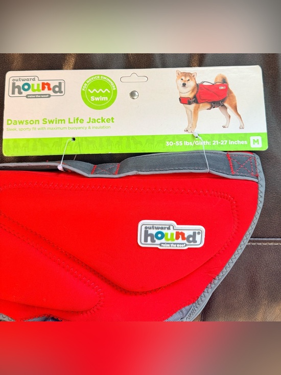 Outward Hound Other - Outward Hound Red Dog Swim Life Jacket with Gray Trim NWT